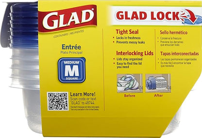 Glad Entrée Food Storage Containers, Medium Square