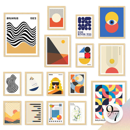 97 Decor Large 11x14 Bauhaus Wall Art Prints - Large Abstract Wall Art Decor, Mid Century Modern Art Wall Decoration, Bauhaus Poster Modern Painting Geometric Pictures For Bedroom Living Room (unframed)