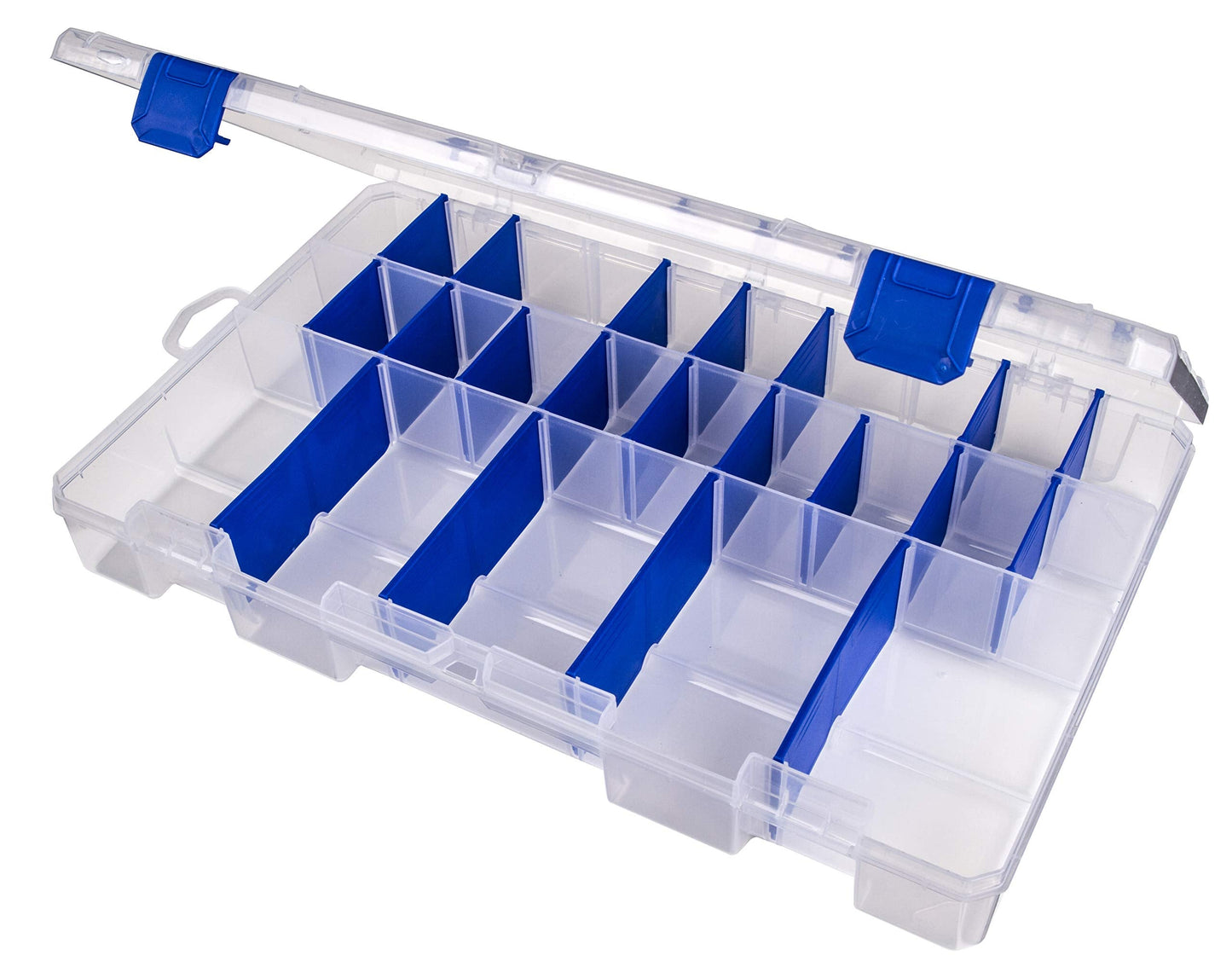 Flambeau Outdoors 5003 Fishing Tackle Box - Includes 15 Dividers, 25 Compartments, Clear Tackle Box Fishing Lure Organizer, Tuff Tainer Tackle Box with Zerust Anti-Rust Dividers