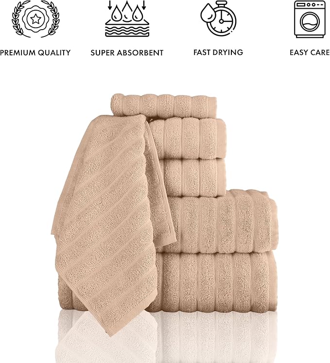 Classic Turkish Towels CTT Luxury 6 Piece Towel Set, 100% Turkish Cotton