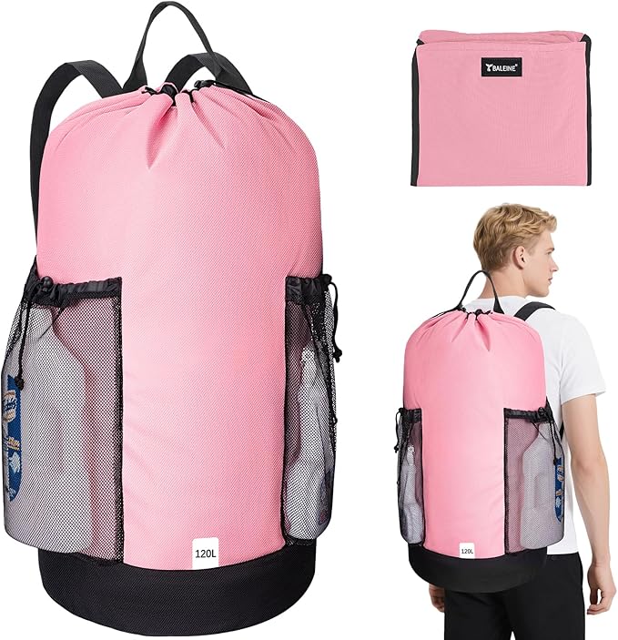 BALEINE 120L Laundry Bag Backpack, 900D Oxford Fabric Large Travel Laundry Bags