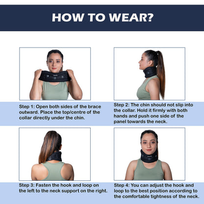 Wonder Care Neck Brace for Sleeping - Cervical Collar Relief Neck Pain and Neck Support Soft Foam, Relief of Cervical Spine Pressure for Women & Men (Black, X-Large, 3.7" Depth)