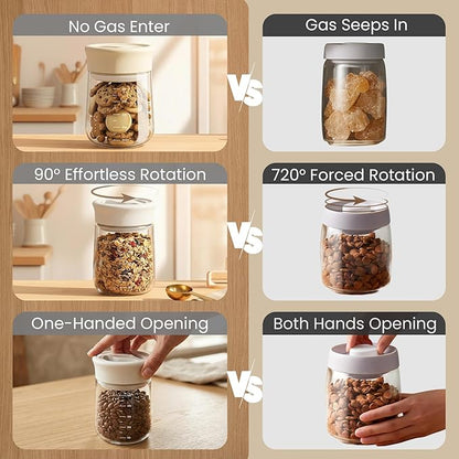 Overnight Oats Containers with Lids, 2 Pack 27oz Glass Jars with Airtight Lids, Wide Mouth Mason Jars, Food Coffee Bean Storage Containers for Yogurt, Chia Pudding, Snack, Salad(Yellow+Beige)