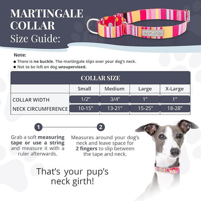 Lucky Love Dog Martingale Dog Collar - Adjustable, No-Slip, Durable, & Soft Webbing Collar for Male and Female Dogs Ideal for Training & Walking - Molly, Medium