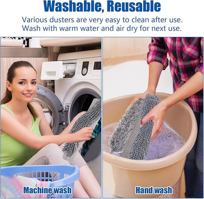 9PCS Dusters for Cleaning, Extendable Microfiber Duster