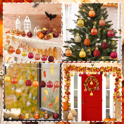 Colingmill 36 Pcs Fall Tree Ornaments Pumpkin Hanging Ornaments Thanksgiving Fall Decorations Mini Pumpkin Ball Decorations Farmhouse for Small Tree Autumn Home Halloween Party(Fresh,Yellow)