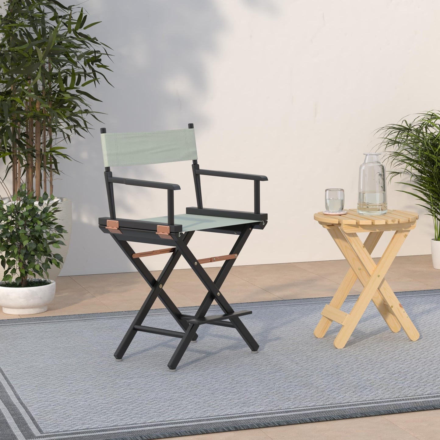 Casual Home 24" Director's Chair Black Frame-with Grey Canvas, Counter Height