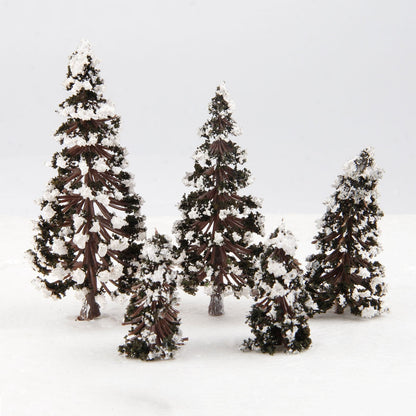 Yetaha 16PCS Mixed Scale Snow-Covered Cedar Trees, Winter Pine Tree Models 6/8/10/12cm, Miniature Trees for Diorama & Model Train Scenery, Village, Railway, Winter Landscape (4pcs Each Size)