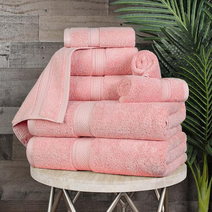 SUPERIOR Egyptian Cotton Pile 8 Piece Towel Set, Includes 2 Bath, 2 Hand