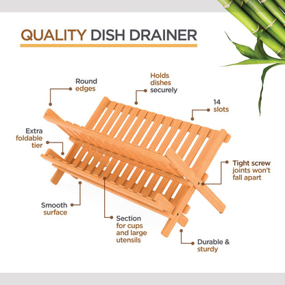 Bambüsi Bamboo Dish Drying Rack and Utensil Holder Set Bundle