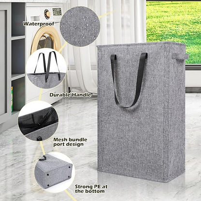 Odonata Slim Laundry Hamper Handles Collapsible Laundry Basket Thin Dirty