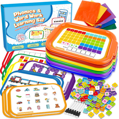 Phonics Magnetic Letter Tiles,6 Set Magnetic Letter Trays Word Work Study in Groups,Phonics Manipulatives Magnets for Kids Teaching Tiles,Phonemic Awareness,Science of Reading Classroom Must Haves