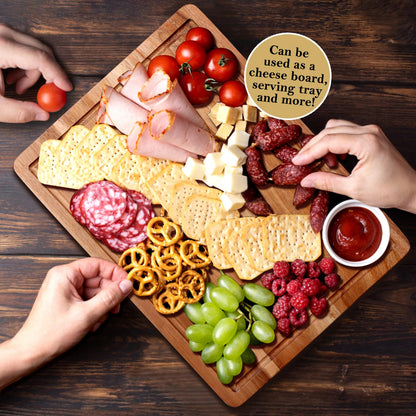 Gtencemen Acacia Wood Cutting Boards for Kitchen, Wooden Chopping Board with Side Handle and Juice Groove, 15" X 11" Carving Board, Butcher Block, Cheese Charcuterie Boards for Meat, Fruit, Steak