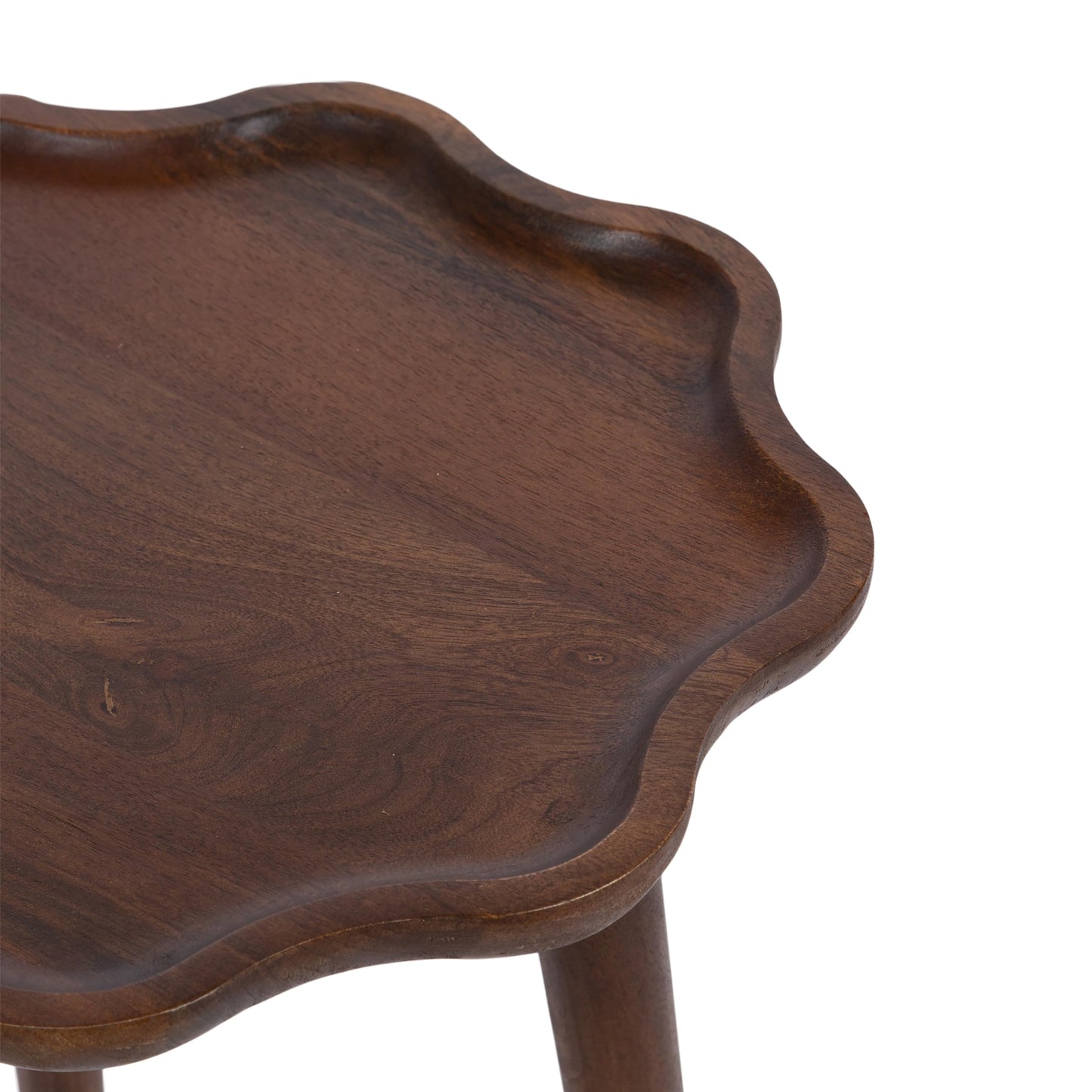 Kate and Laurel Alezar Modern Wooden Round Side Table, 15 x 15 x 22, Walnut Brown, Mid-Century Solid Wood End Table with Wavy Edge for Bedroom Nightstand or Living Room Accent Table