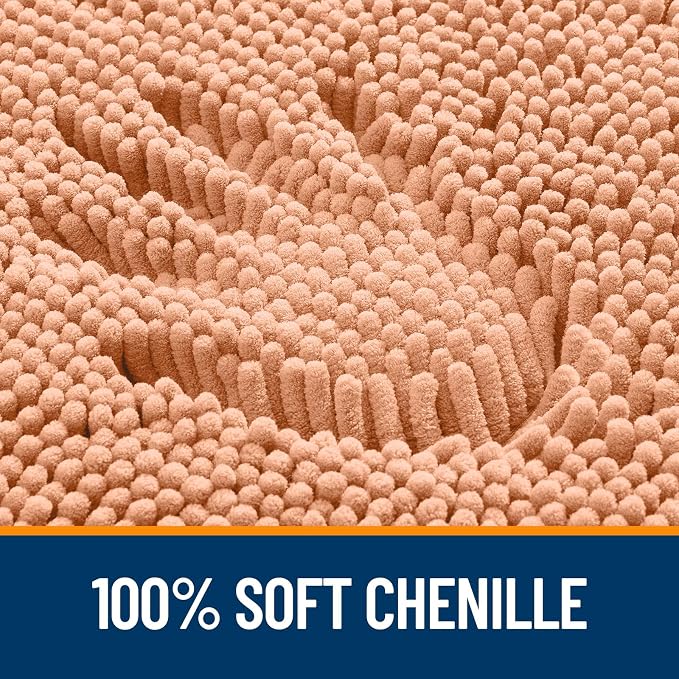 OLANLY Large Bathroom Rugs 40x32, Extra Soft Absorbent Chenille Bath Rugs, Rubber Backing Quick Dry, Machine Washable Bath Mats for Bathroom Floor, Tub and Shower, Home Decor Accessories, Peach