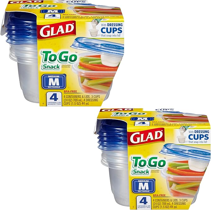 Glad GladWare To Go Snack Food Storage Containers