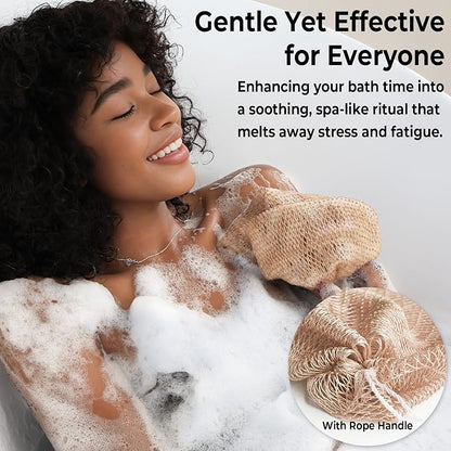 African Net Sponge Authentic - 2 Pieces 52IN Stretched Length Exfoliating Body Scrubber Bath Sponge - Loofah Washcloth Back Scrub for Shower Body Exfoliator