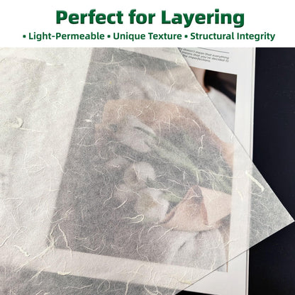 CRAFTJOY Large Mulberry Paper Sheets - 30 Sheets 16.5x16.5 Inch, Natural White Rice Paper for Origami, Gift Wrap, DIY Crafts, Calligraphy, Art, Printing, Decoupage Tissue, Journaling