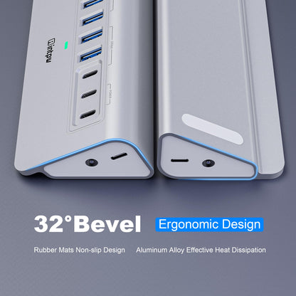 Powered USB Hub 10Gbps, intpw 9-Port USB 3.2 Hub, USB C Hub with USB A/USB C 3.2, 4 USB 3.0, 2 PD 45W Charging Ports, 65W Power Adapter and 3.3FT Cable, Aluminum USB Hub for Laptop, iPhone 16/15, PC