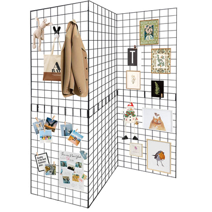 Koretech Grid Wall Panels 3 Pcs, Commercial Grade Gridwall Panels, Metal Grid Wall Panel Display Stand, You Can DIY 6 Pack 2'x3' or 3 Pack 2'x6' (Black)