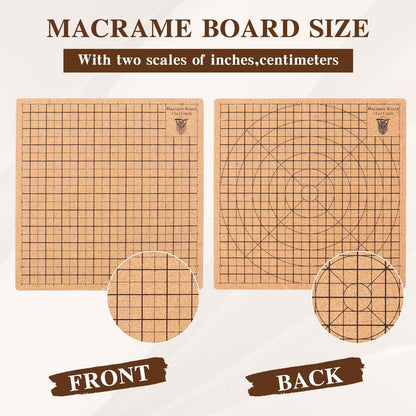 104 Pcs Macrame Board and Metal Adjustable Holder with T Pins Clips Macrame Supplies Double Sided Grids Macrame Project Board Macrame Tools for Braiding Cording Bracelet (11.8 x 11.8 Inch)