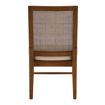 Christopher Knight Home Relinga French Country Upholstered Dining Chairs Set of 2, Wooden Dining Room Armless Chair with Cane Backrest, High Back Kitchen Side Chair, Beige+Walnut