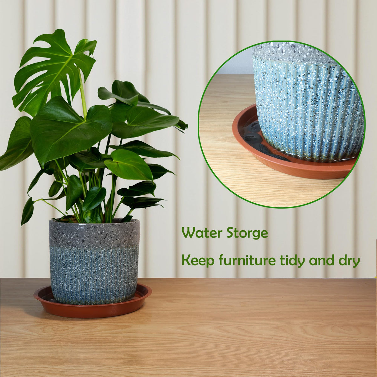 TNTIWQ 4 Pack 14 Inch Round Plant Saucers for Less 12 Inch Pot Indoors Outdoors Plant Trays for Pots Planter Saucer Plastic Drip Tray Planter Water Tray (Clear, 13.8"(4pcs))