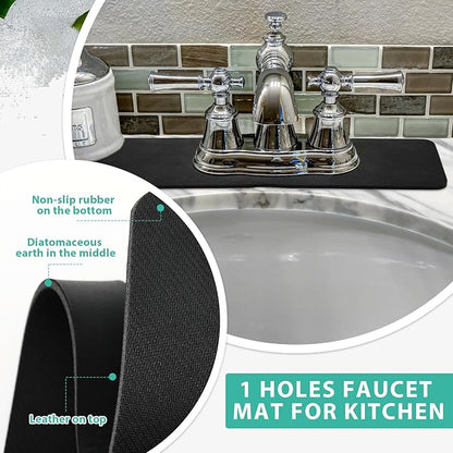 Tioncy 2 Pcs Faucet Mat Sink Splash Guard Oval-hole Oval Splash Pad