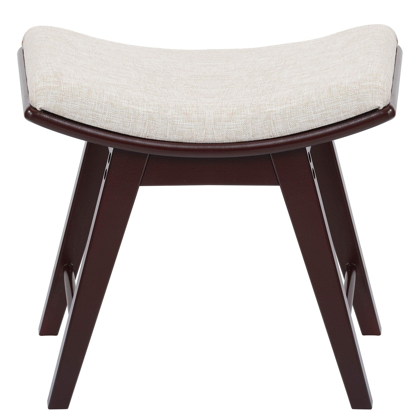 URFORESTIC Oak Wood Vanity Stool, Modern Makeup Dressing Stool with Concave Seat Surface,Capacity 300lb, Easy Assembly (Brown)