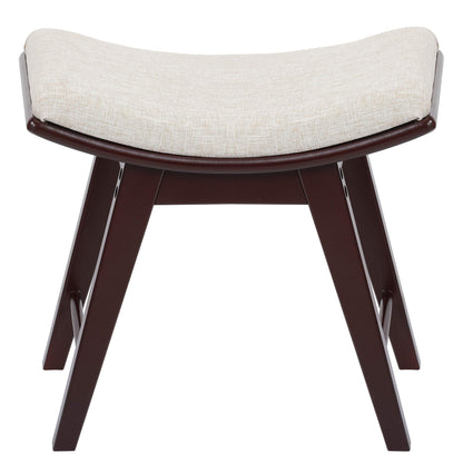 URFORESTIC Oak Wood Vanity Stool, Modern Makeup Dressing Stool with Concave Seat Surface,Capacity 300lb, Easy Assembly (Brown)