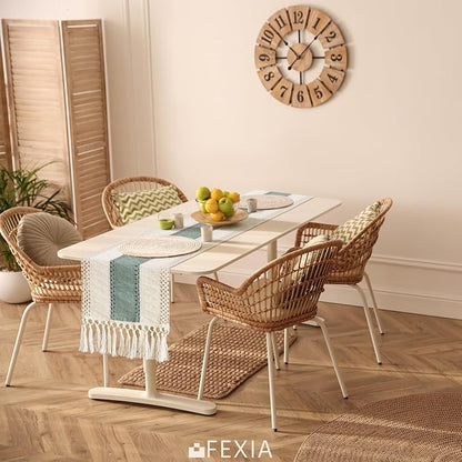 FEXIA Sage Green Table Runner 90 Inches Long with Tassels Boho for Summer Home Decor Rustic Macrame Farmhouse Table Cover for Wedding Party Bohemian Bridal Shower Dining Decorations(12x90 Inches)