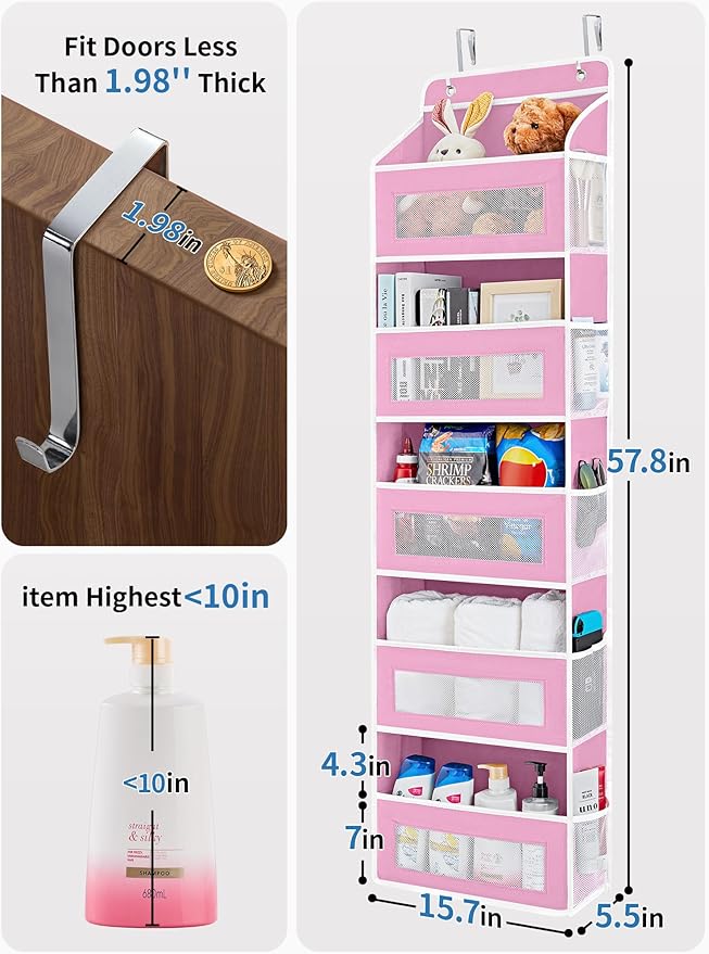 JARLINK Over The Door Organizer Storage, 5 Shelf Hanging Door Organizer