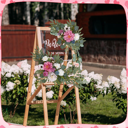 Wedding Arch Decorations 2 Pack - Reusable Artificial Hanging Flowers Floral Swag Greenery Garland for Wedding Welcome Sign Backdrop Bridal Ceremony Reception Backdrop, Baby Shower