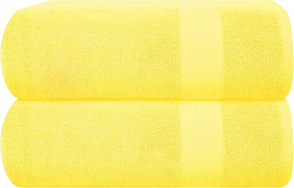 GLAMBURG Premium Cotton Oversized 2 Pack Bath Sheet 35x70-100% Pure Cotton