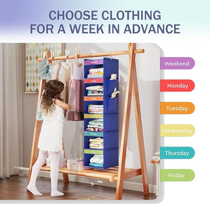 YOUDENOVA 6-Shelf Weekly Hanging Closet Organizer, Weekly Clothes Organizers