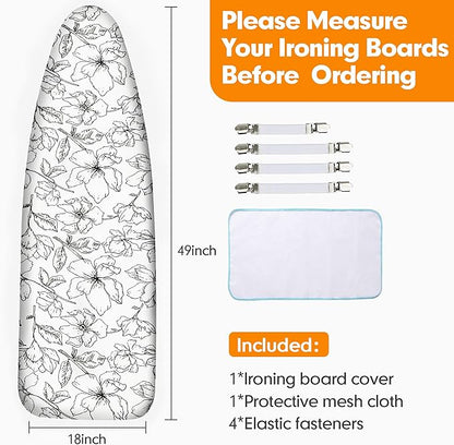 Ironing Board Cover and Pad, 18x49 Extra Wide Thick Iron Padding, Scorch &