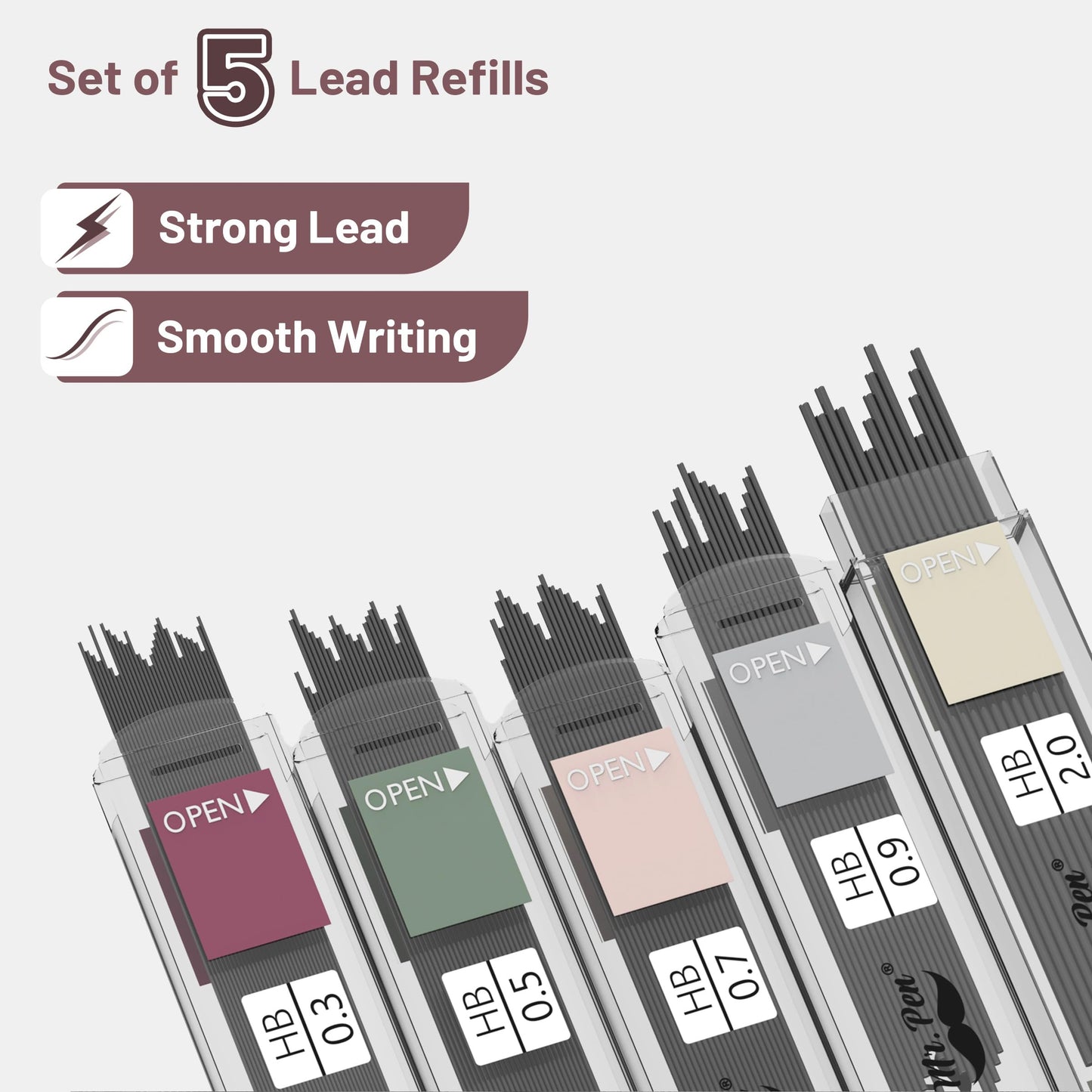 Mr. Pen- Mechanical Pencil Set with Leads and Eraser Refills, 5 Sizes - 0.3, 0.5, 0.7, 0.9 and 2 Millimeters, for Drafting, Drawing and Sketching, Back to School Supplies
