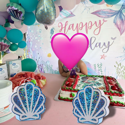 Sariiraw 24 Pack Mermaid Party Favor Bags with Handles, Holographic Seashell Goodie Bags for Under The Sea Theme Party Decorations, Mermaid Birthday, Baby Shower Supplies, 4.7"x3.1"x8.3"