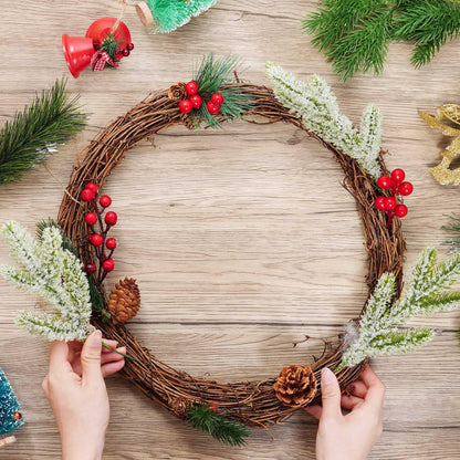 Grapevine Wreath Set, Marrywindix 1 Piece Natural Vine Branch Wreath Christmas DIY Rattan Wreath Garland for Christmas Holiday Craft Wedding Decor (14 in.)