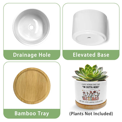 EVIHCG Retirement Gifts Planter Pots, Retired Gifts for Women, A Wise Woman Once Said Retirement Ceramic Succulent Plant Flower Planters for Home Office Desk Table Shelf(No Plants)