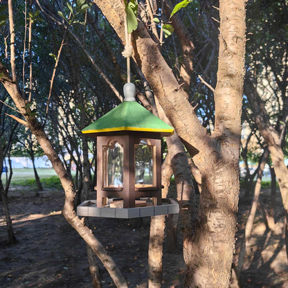 Berfutall-DIY Wooden Bird House for Outdoor, Wild Bird Feeder, Hanging Birdhouse,Perfect for Cardinals, Bluebirds, and More. (B)