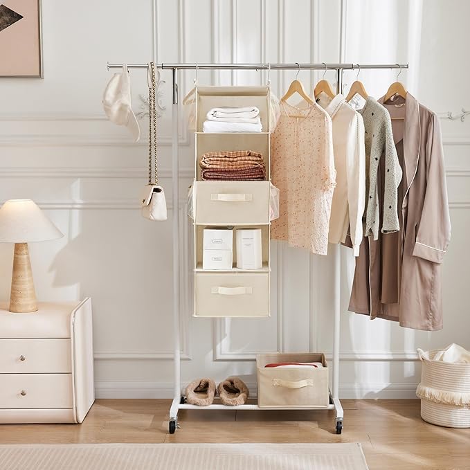 MAX Houser 5 Tier Shelf Hanging Closet Organizer, Cloth Hanging Shelf