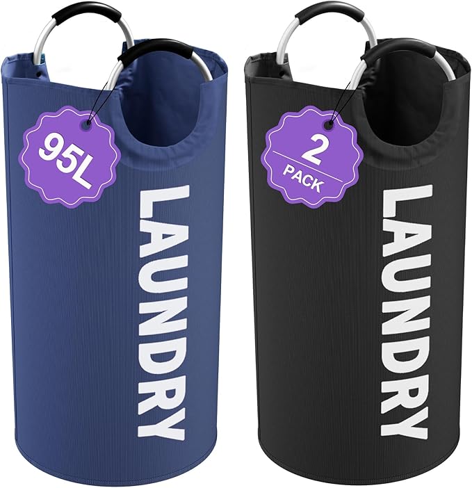 2Pcs 95L Collapsible Laundry Basket