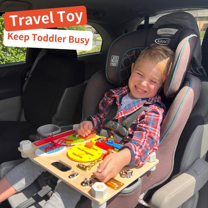 Smartwo Montessori Busy Board for Toddlers 3-5, Large Wooden Sensory Board with 20+ Learning Activities, Fine Motor Toy, Double-Sided Travel Busy Board for Preschool Boys & Girls