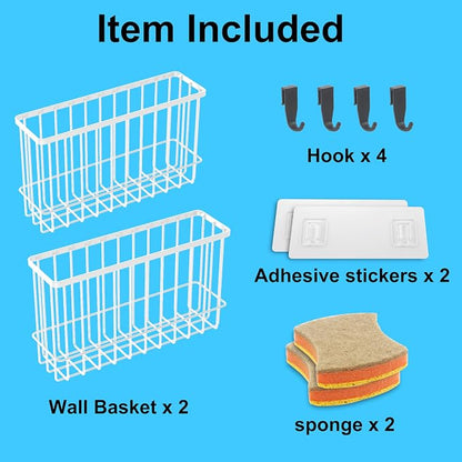 2 Pack Cabinet Organizer Storage, Over Cabinet Door Organizer with 2 Adhesive, 2 Sponges, 4 Hooks, No Drilling Space Saver Lid Organizers Inside Cabinet for Kitchen Office Bedroom (Small, Medium)