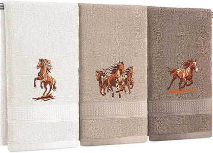3 Pcs Western Horse Hand Towels Set
