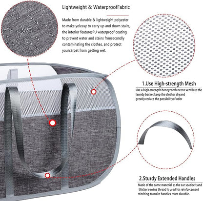 pop-up laundry basket，with Durable Handles collapsible Mesh laundry Hamper