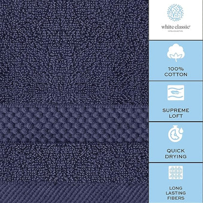 White Classic Luxury Cotton Washcloths 13x13 Inch
