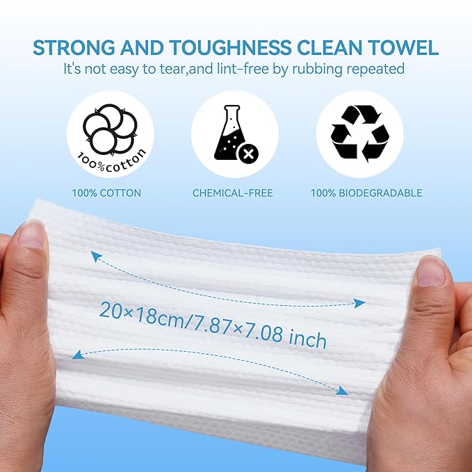 Disposable Face Towel, ISHOWBEST 60 Count Clean Face Towels, Biodegradable