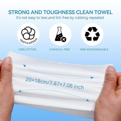 Disposable Face Towel, ISHOWBEST 60 Count Clean Face Towels, Biodegradable